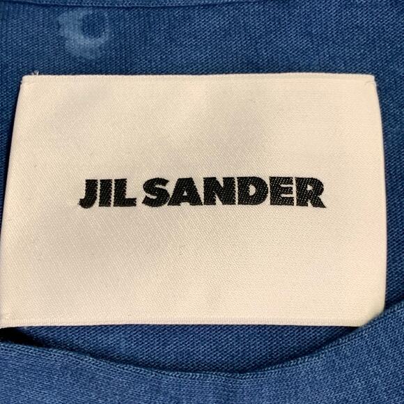 JIL SANDER Size XL City Lights Blue White Abstract Cotton Crew Neck T-shirt - Picture 4 of 8
